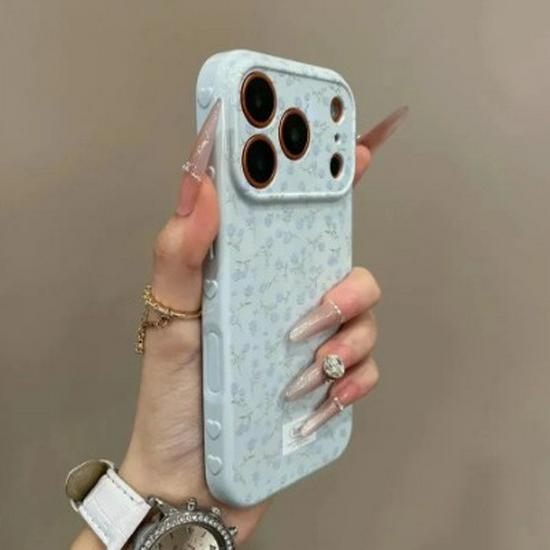 Large Soft Case for Apple 17 Pro Max, Pink Flowers, Heart Design, Full Coverage for 14, 15, 16, 13P
