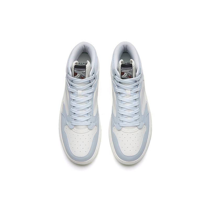 Anta Slip Resistant Shock Absorbers With Abrasion Resistant Properties Mid Top Skateboard Shoes Men's White Gray Sneakers 112238065-1