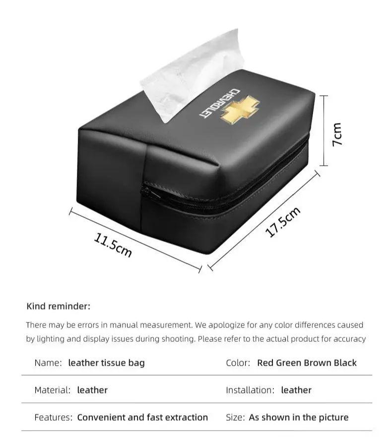 PU Leather Car Tissue Box Holder Interior Accessories Tire Valve For Chevrolet Spark Captiva Cruze Malibu Equinox Trax Camaro