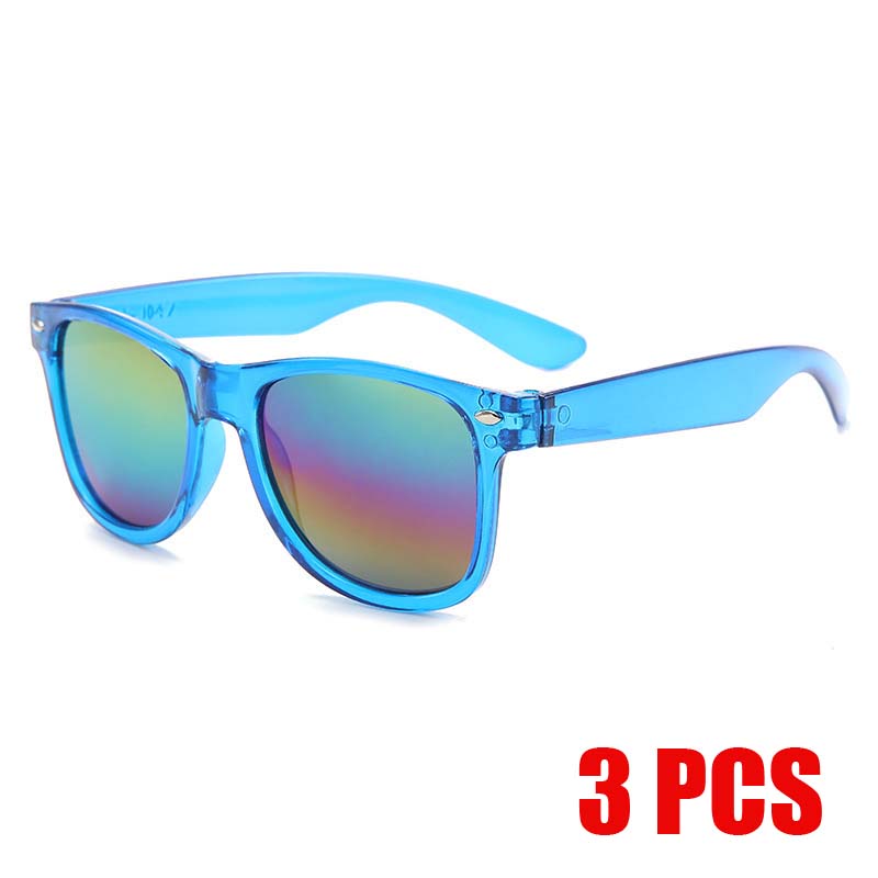 3PCS/pack Transparent Square Sunglasses for Kids Mirror Lens Eyewear Summer Beach Outdoor UV Protection Sun Shades Eyeglasses
