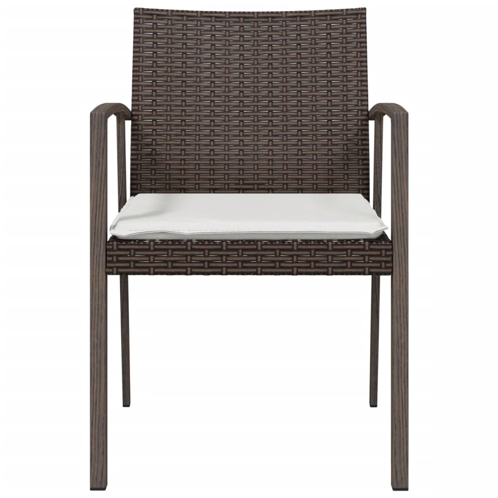 vidaXL Gartenstühle mit Kissen 2 Stk. Braun 56,5x57x83 cm Poly Rattan