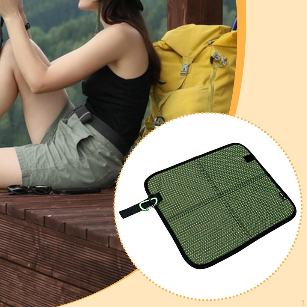 600D Oxford Waterproof Sitting Mat 35x31x1cm Versatile with Carabiner Ground Portable for Picnic