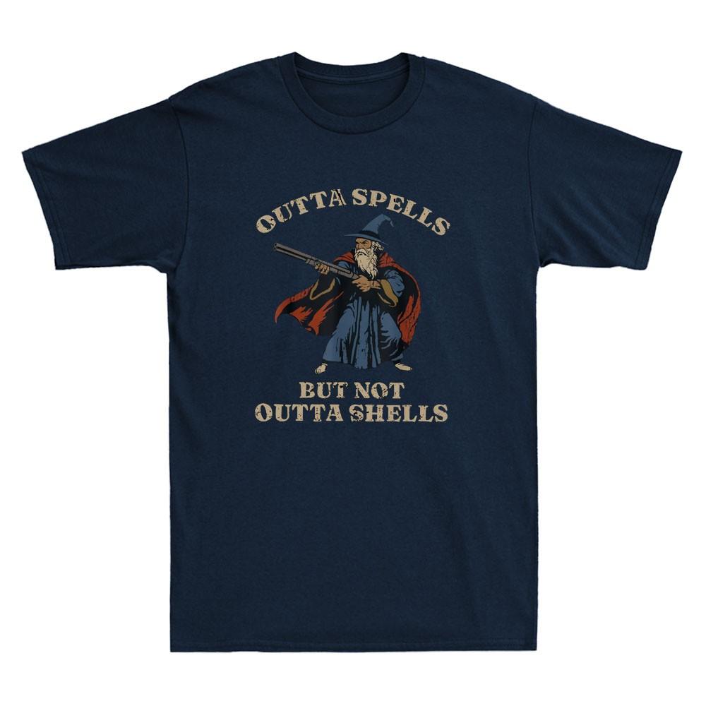 Outta Spells But Not Outta Shells Funny Wizard Fantasy Meme Retro Unisexs Tshirt