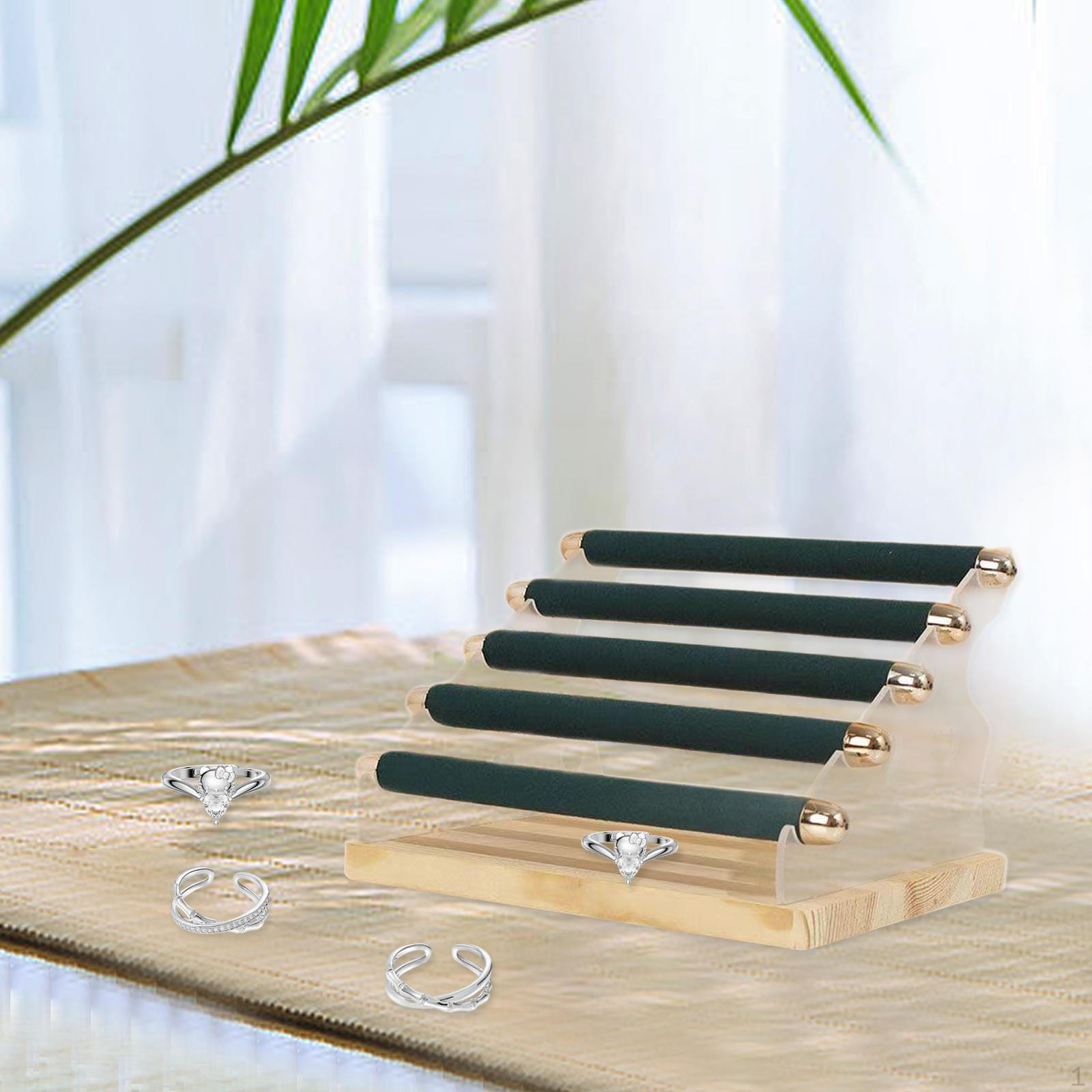 

5-ти уровневый держатель колец, органайзер для ювелирных изделий для витрины темно-зеленого