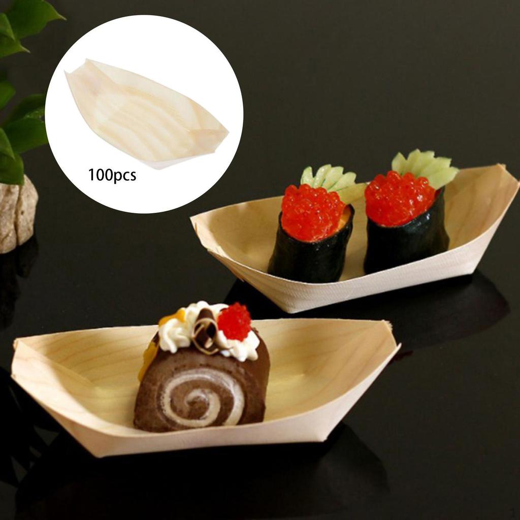 100 Pieces Disposable Sashimi Plate, Boat Food Container Desserts Appetizer Japanese Multipurpose