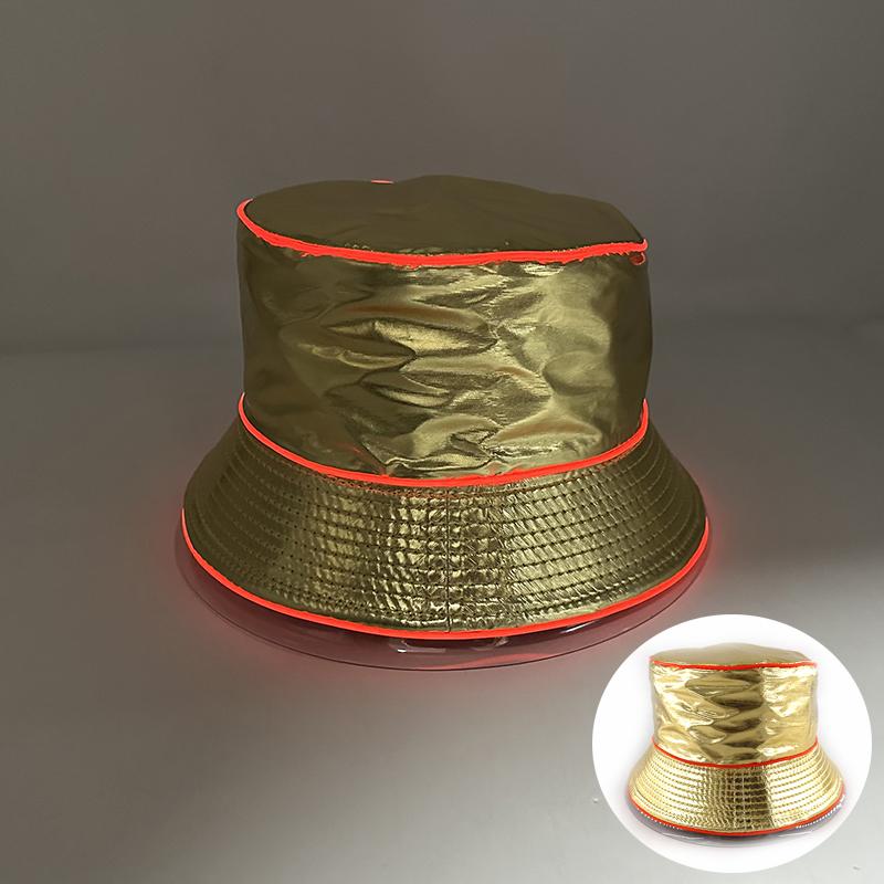 Luminous Neon LED Solid Color Bucket Hats Men Women Hip Hop Panama Fisherman Cap Summer Outdoor Casual Party Novelties