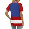 Women's Fashionable Casual V-neck Button-down Striped Print Short-sleeved Top For Summer