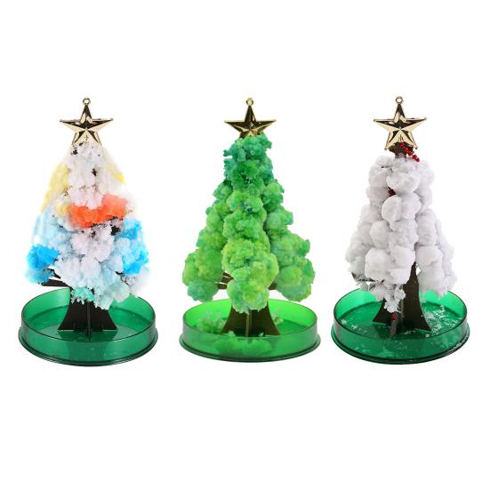 1 Set Mini Christmas Tree Toy DIY Faux Crystal Growing Tree Educational Crystallization Xmas Tree Toy Desktop Decoration Toddlers Boys Girls Gift