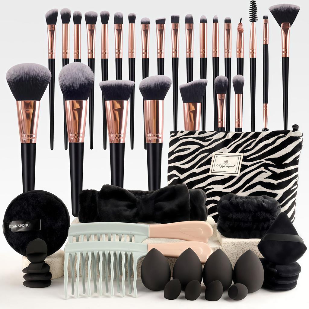 Makeup Brush Set Chic Fragrance Style Beauty Tools Kit Portable Travel Cosmetic Bag Puff Toiletry Makeup Accessories Set