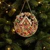 Holiday Party Hanging Ornaments Christmas Rhinestone Painting Suncatcher Kit Round DIY Decor Garden Window Fireplace for Tree Home Craft Pendant
