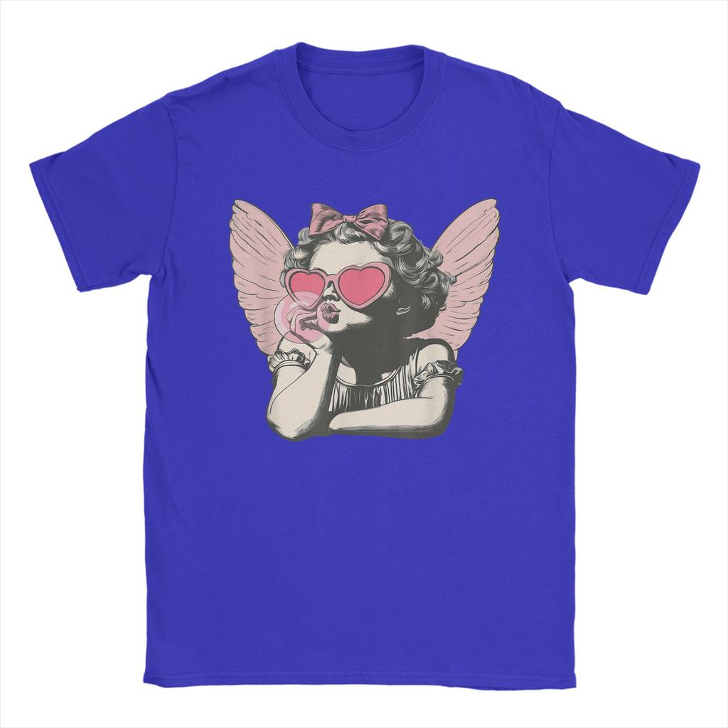 Retro Cupid Valentine Day Cute Cupid Blowing Bubble TShirt Summer  Harajuku TShirts Unisex Tees Short Sleeve Classic Tshirt