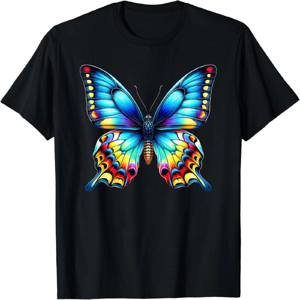 Verschnörkeltes Buntes Schmetterlings-T-Shirt