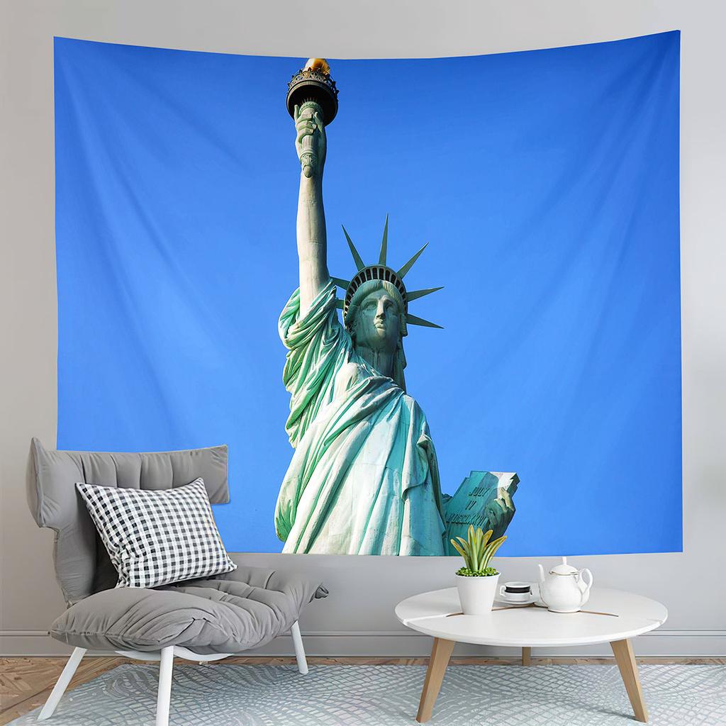 Famous Statue of Liberty Tapestry New York Sunset Night View Tapestry Art Wall Hanging Home Living Room Bedroom Dorm Tapestries