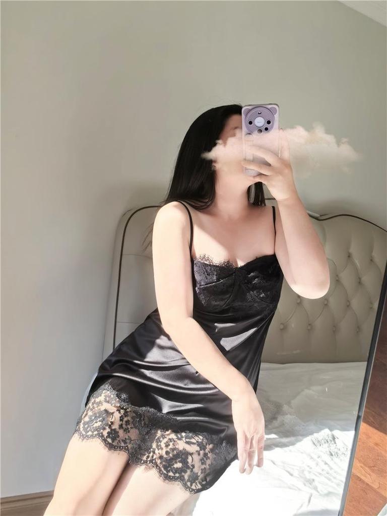 1527 Plus Size Lace Camisole Nightgown - Sexy, Pure Desire, Ice Silk Imitation Pajamas