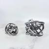 Silver Glass Sphere Wound Coil Hollowed-out Wool Ball Handmade Geometric Sphere Decorative Figurines Home Decoration Accessories