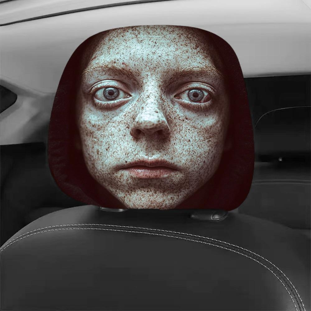 2 Pcs Ghost Car Seat Headcover Halloween Accessories Car Interior Decor All Seasons