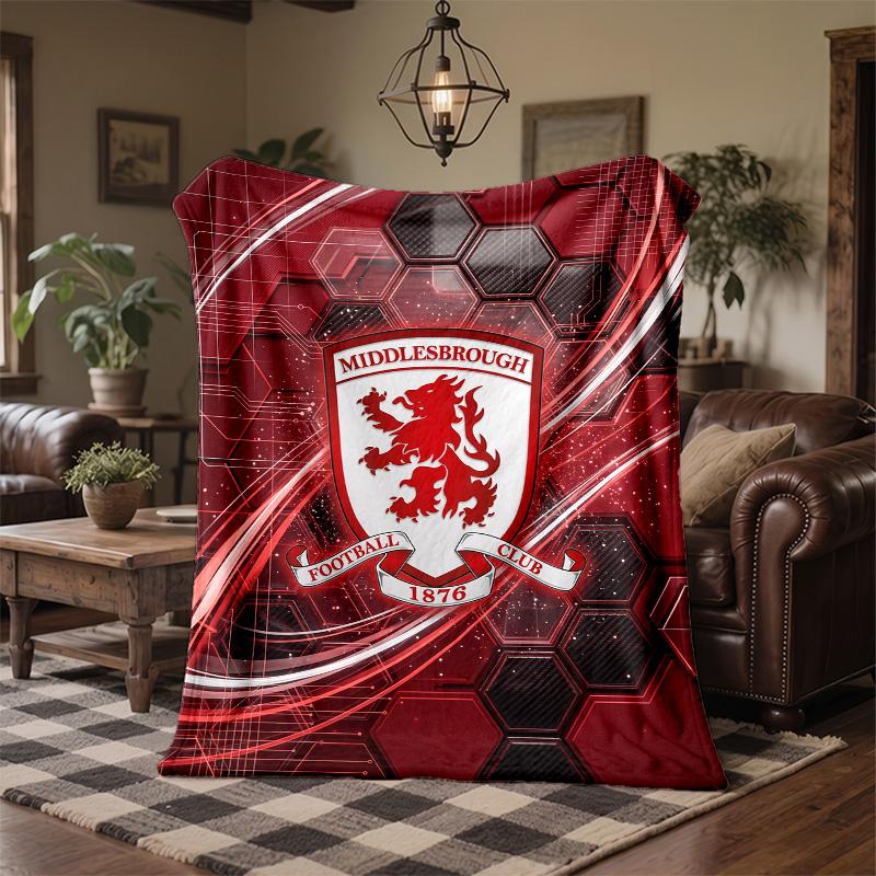 Middlesbrough Fotbalový Potisk Flanelová Deka Měkká Teplá Pohovka Postel Přehoz na Doma Kancelář Ložnice