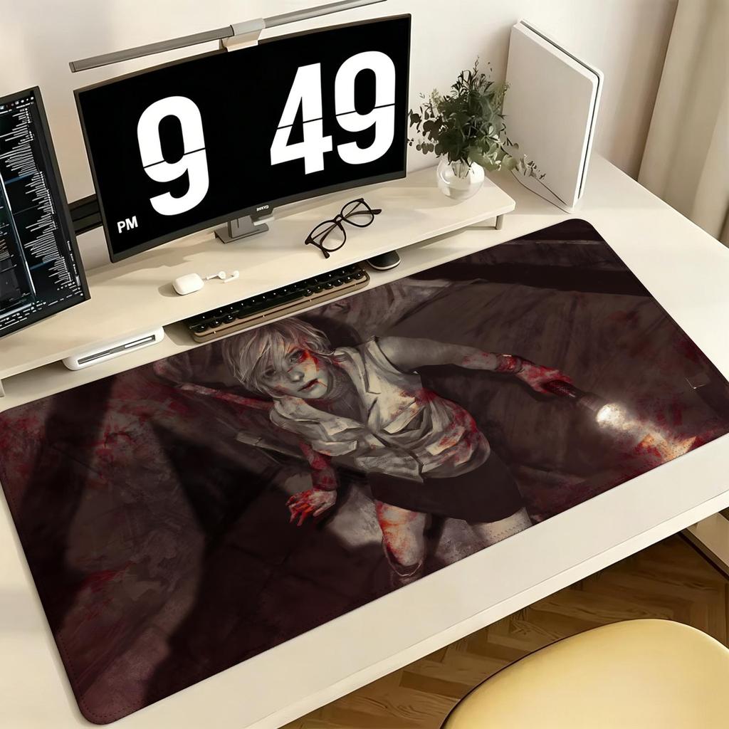 Mauspad Pro ESports XXL Gaming-Mauspad Extra Groß Rutschfest Genähte Kante Tastatur Laptop Schreibtischmatte Für PC-Gamer Silent Hill