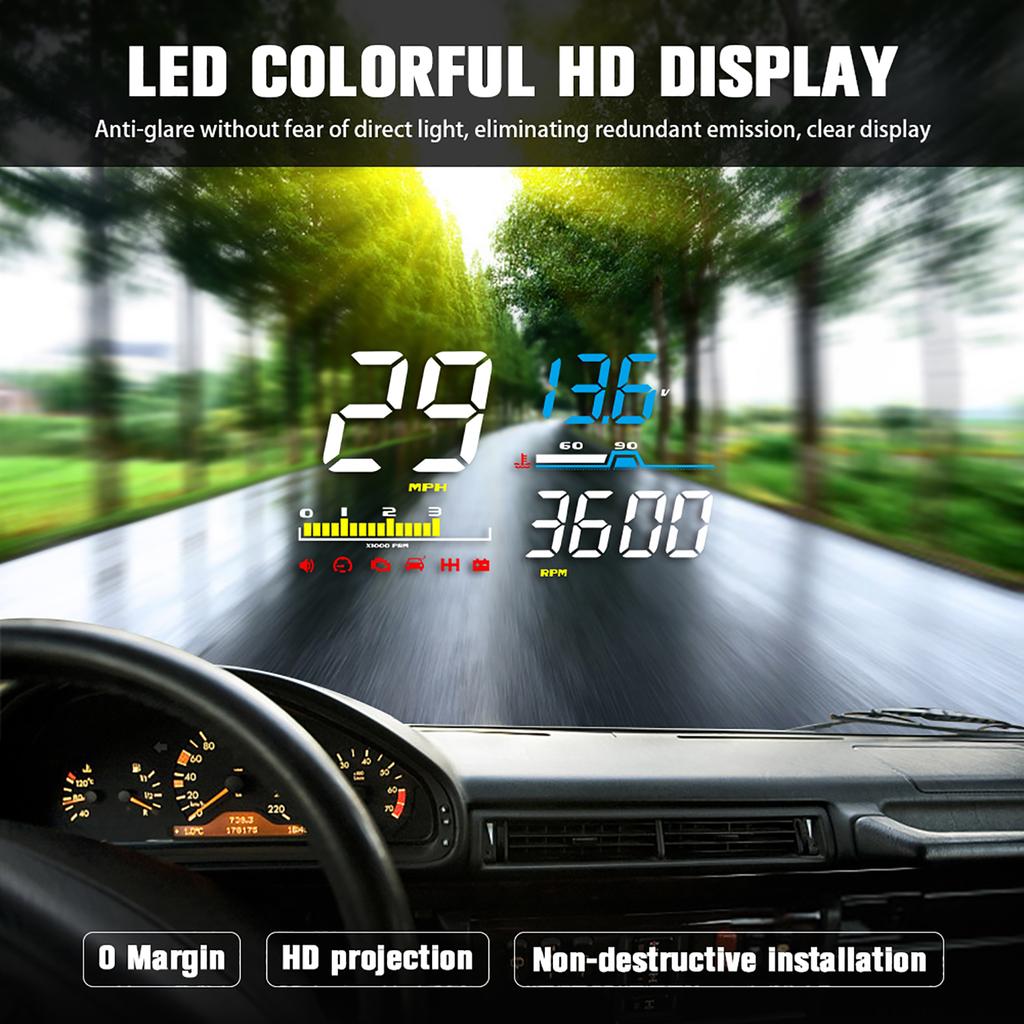 Windshield Projector Electronic Car Speedometer Tachometer with Overspeed Alarm Improve Driving Comfort & Security