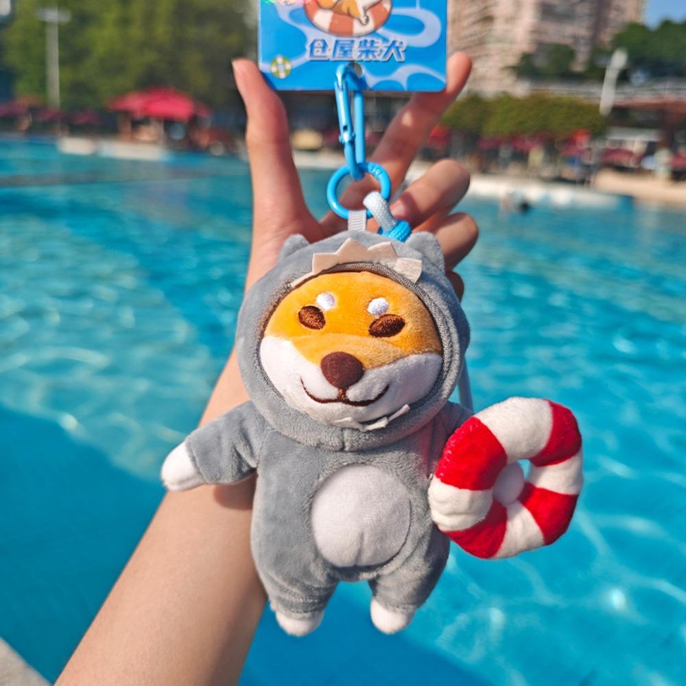 Soft Plush Dog Dolls Keychain PP Cotton Dressed Akita Dog Plush Doll  Birthday Parties