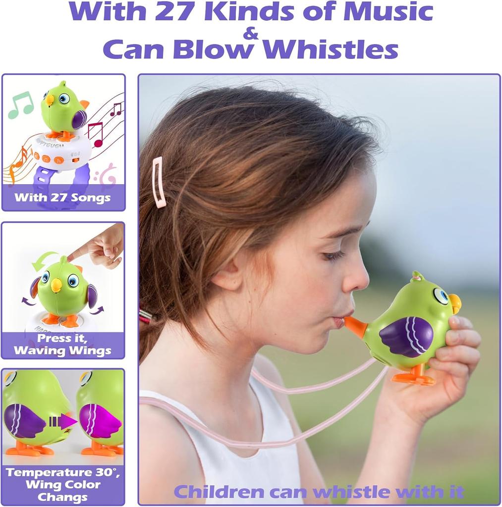 Interactive Talking Parrot Animated Toy with Strap, Repeats What You Say, Music & Whistle, Kids Electronic GIft for Boys & Girls