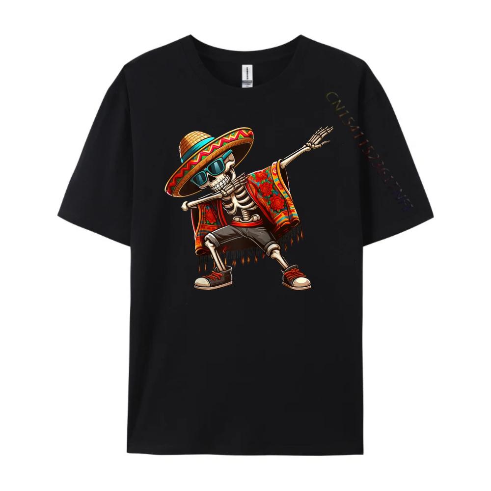 Dabbing Skeleton Sombrero Poncho Cinco De Mayo Mexican Raglan New T Shirt Mens TShirts