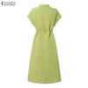 ZANZEA Robe chemise décontractée à manches courtes et col rabattu pour femme