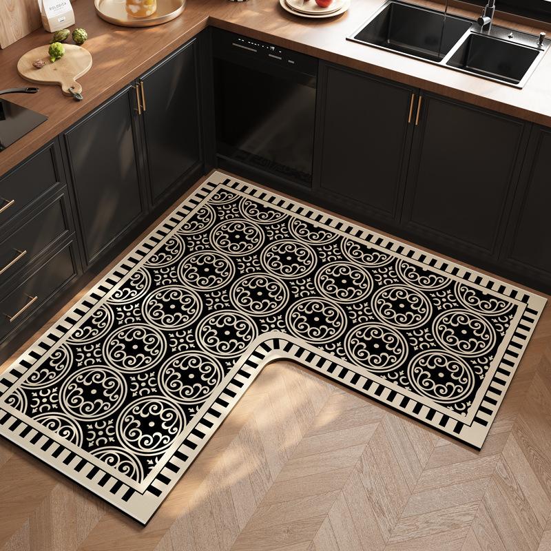 French L-Shaped Kitchen Floor Mat, Wear-Resistant, Scratch-Resistant And Non-Slip Mat, Water-Absorbing And Oil-Absorbing Quick-Drying Foot Mat, House