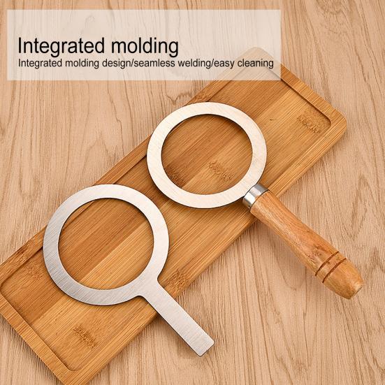 Edelstahl-Backbecherring mit hitzebeständigem Holzgriff, Milchteebecher-Abdeckung, Randdichtung für Dessert, Bubble Tea, geröstete Milch, DIY-Herstellung