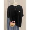 New Shoulder Pure Cotton Round Neck Short-sleeved T-shirt Women's Fashion Foreign Style Top Thin Bottoming Shirt Spring, Summer and Autumn