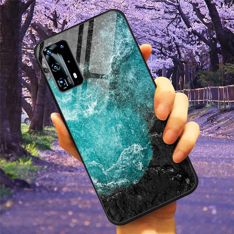 For Huawei P40 Lite / P40Pro Case P 40 Tempered Glass Starry Marble Hard Back Cover for Huawei P40 Pro / P40Lite E Cases Coque