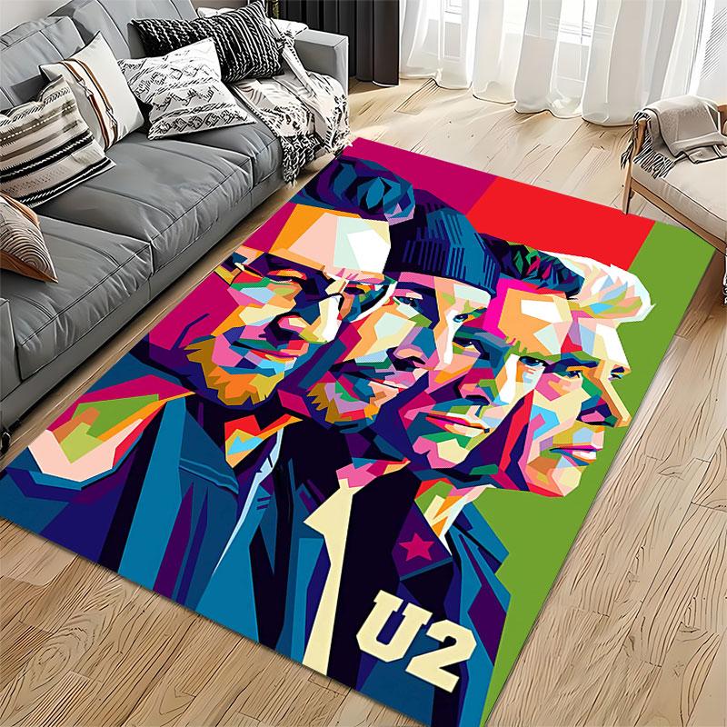 Colorful Abstract U2 Portrait Suitable As a Non-slip Mat for the Living Room or Bedroom Sofa