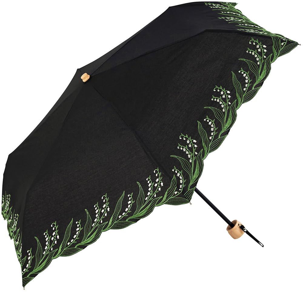 

ПОТОМУ ЧТО Складной зонт Вышивка Ландыши Мини Черный B-095253 чёрный