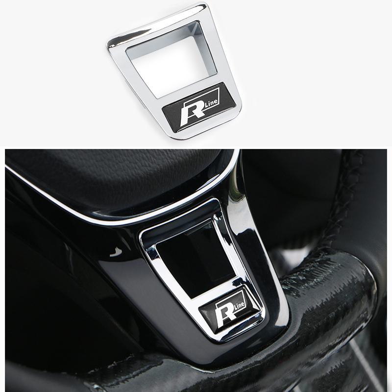 ABS Car Steering Wheel Trim Stickers R Logo Accessories For Volkswagen VW R-Line R GTI Polo T5 T-ROC Golf Passat Scirocco Jetta