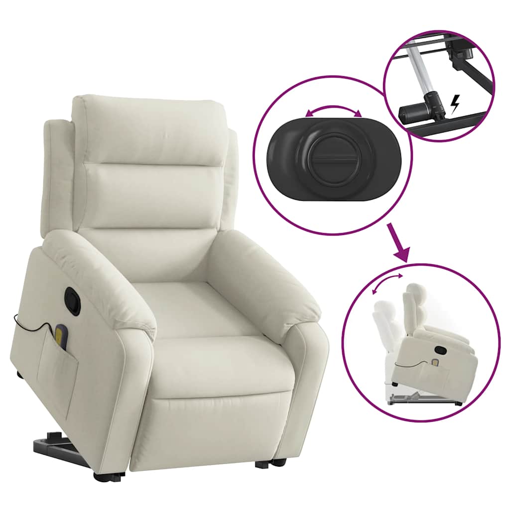 Recliner Chair with Lift Assist Cream Velvet