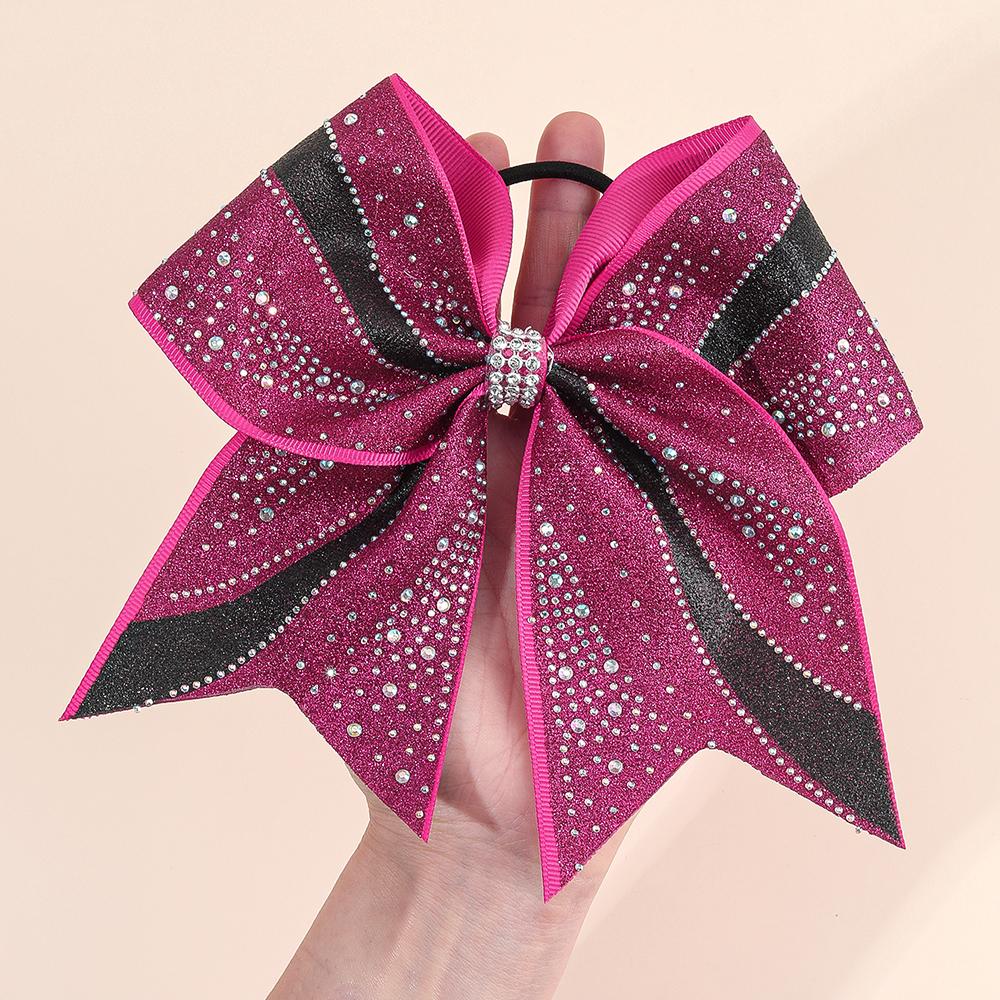 Glitter Rhinestone Large Bow Hair Band For Girls Women Sweet Shiny Crystal Rubber Bands Hair Elastics Daily Party Accessories