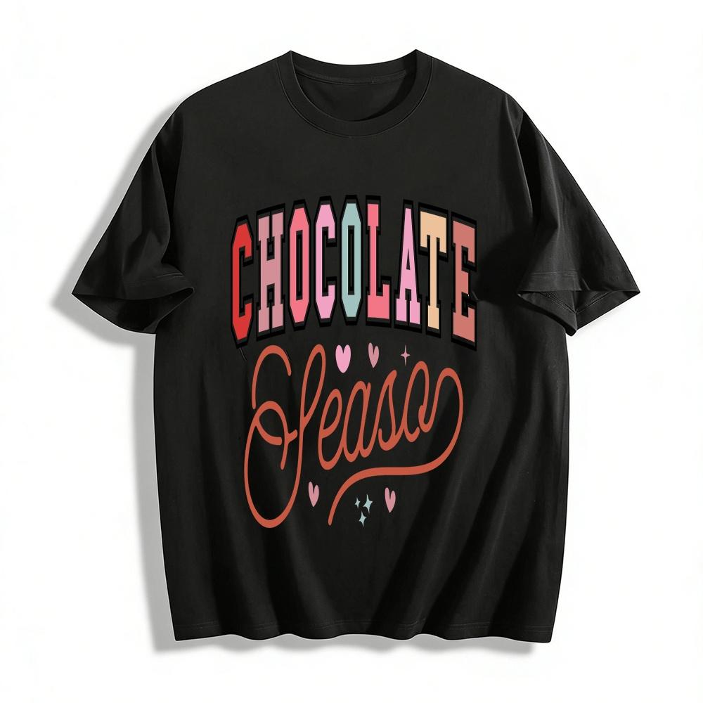 Chocolate Print Casual Top Retro Varsity Style Tee Pure cotton T-shirt XXS