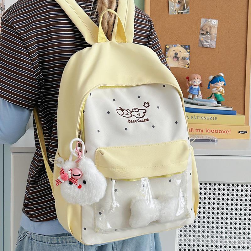 Schoolbag Cute Sweet College Style Student School Bag Female Japanese High Value Ins Versatile Backpack Large Capacity Transparent Pain Bag