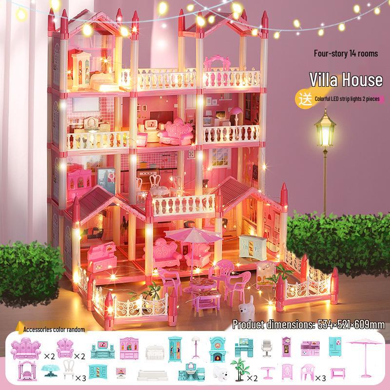 Princess Castle Dollhouse Playset: Puzzle Villa for Girls