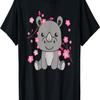 Rhino Cute Animals For Kids Kawaii Cherry Blossoms T-Shirt