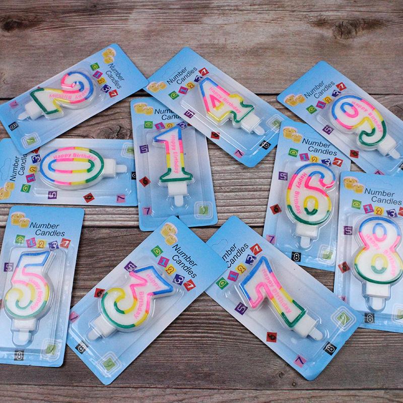 Large Number Candle 0-9 Children's 100th Birthday Candle Creative Cake Candle Colorful Candle
