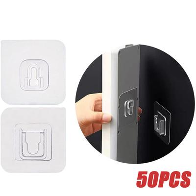 50PCS Double-Sided Adhesive Wall Hooks Utility Hooks Self Adhesive Wall Hooks for Hanging Reusable Hooks for Bathroom Kitchen