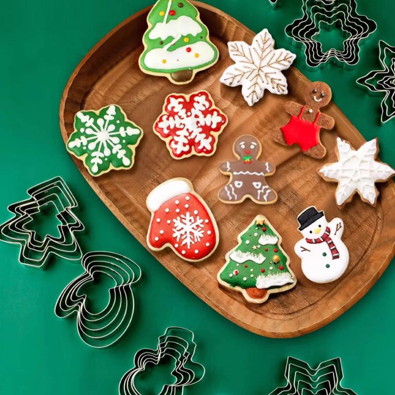 Stainless Steel Christmas Cookie Molds Snowflake Christmas Tree Gingerbread Man Cookie Molds Diy Baking Cookie Molds