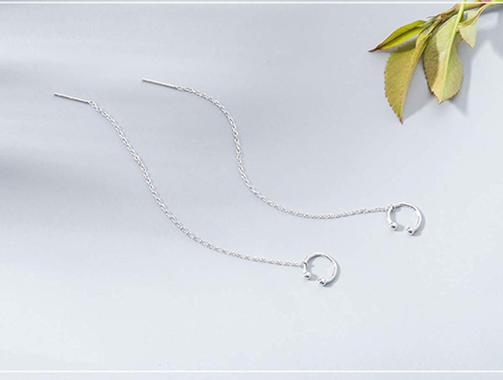 925 Sterling Silver Cuff Chain Earrings Wrap Tassel Earrings for Women Crawler Earrings Simple Dainty Jewelry Gifts for Mom