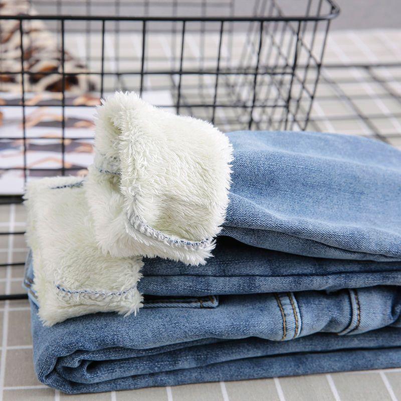 Fleecové Teplé Strečové Džínové Tužkové Kalhoty Dámské Zimní Hrubé Sametové Džíny Vysoký Pas Skinny Dámské