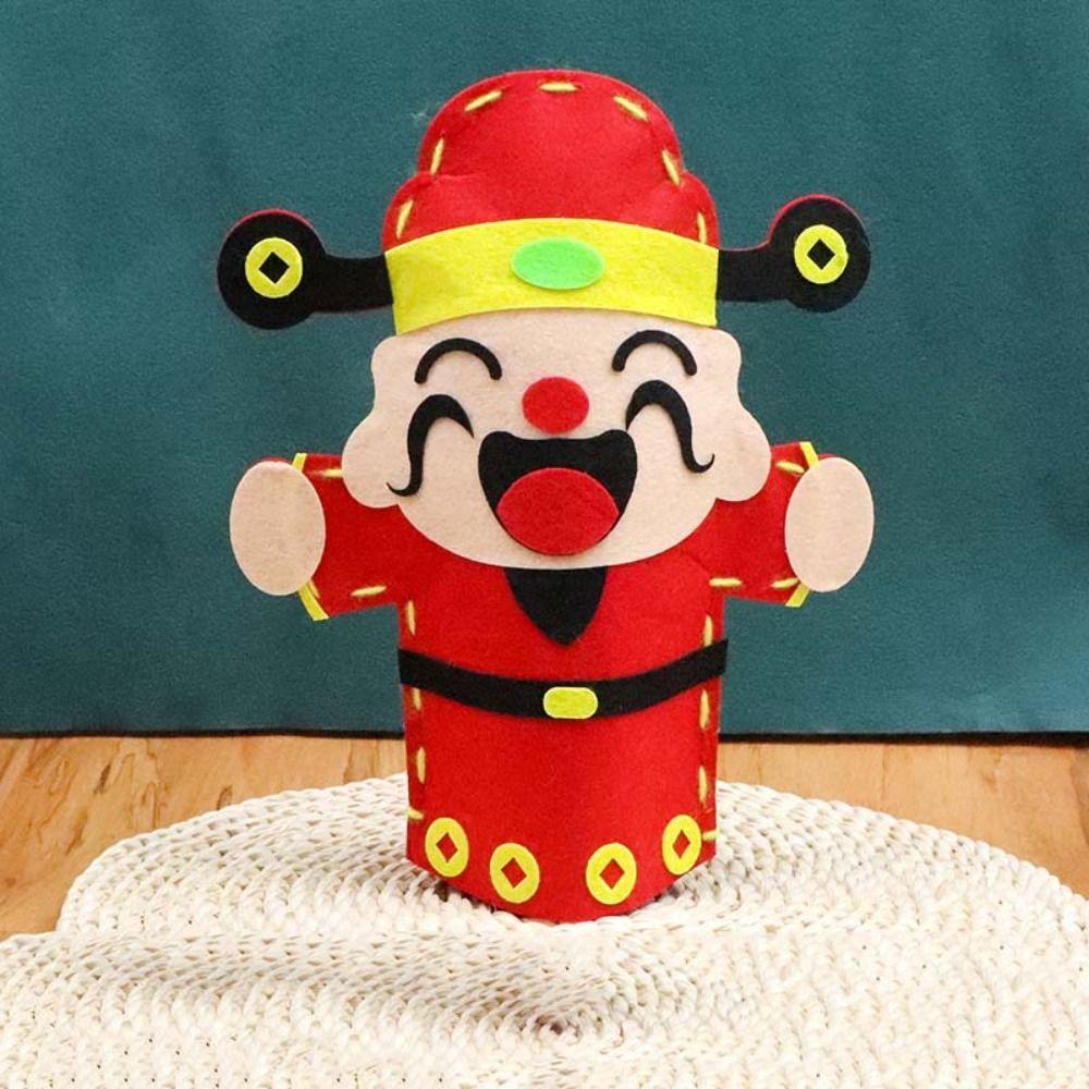 Cartoon New Year Hand Puppets Non-woven Festive Hand Puppets DIY Craft Sewing Felts  Children Toys