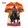 Western Cowboy Men T-shirt Sport Quick-dry Breathable Casual Street Outdoor Fun Cosplay Party Short-sleeve Top