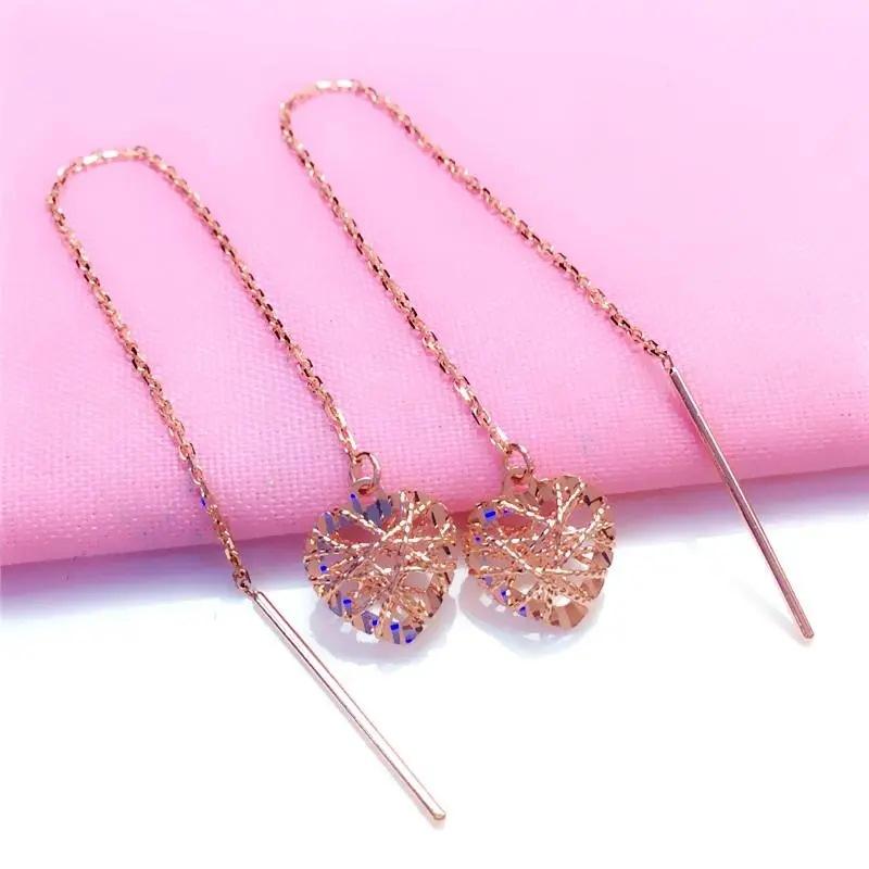 Purple Gold Color Gold Brushed Hollow Love Earphone Fashion Simple Temperament Rose Gold Plated Ear Jewelry