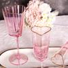 Hammered Pink Gold Rim Heart-shaped Glassware Set: Red Wine, Champagne Flute, Juice, European High-stem Glasses