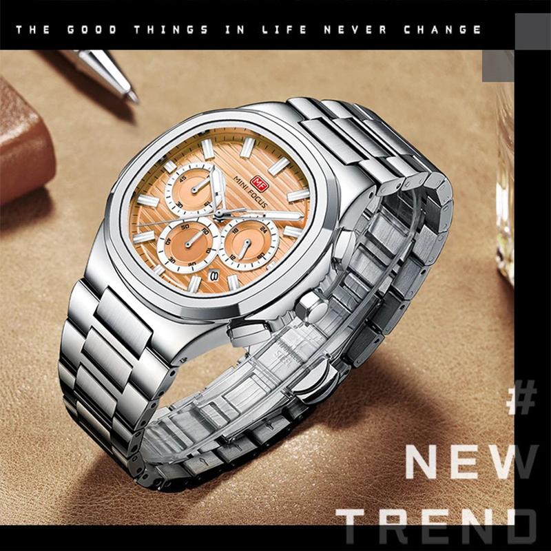 Stainless Steel Man Watch Leisure Fashion Quartz Wrist Watches Waterproof Outdoor Multifunctional Business Watch